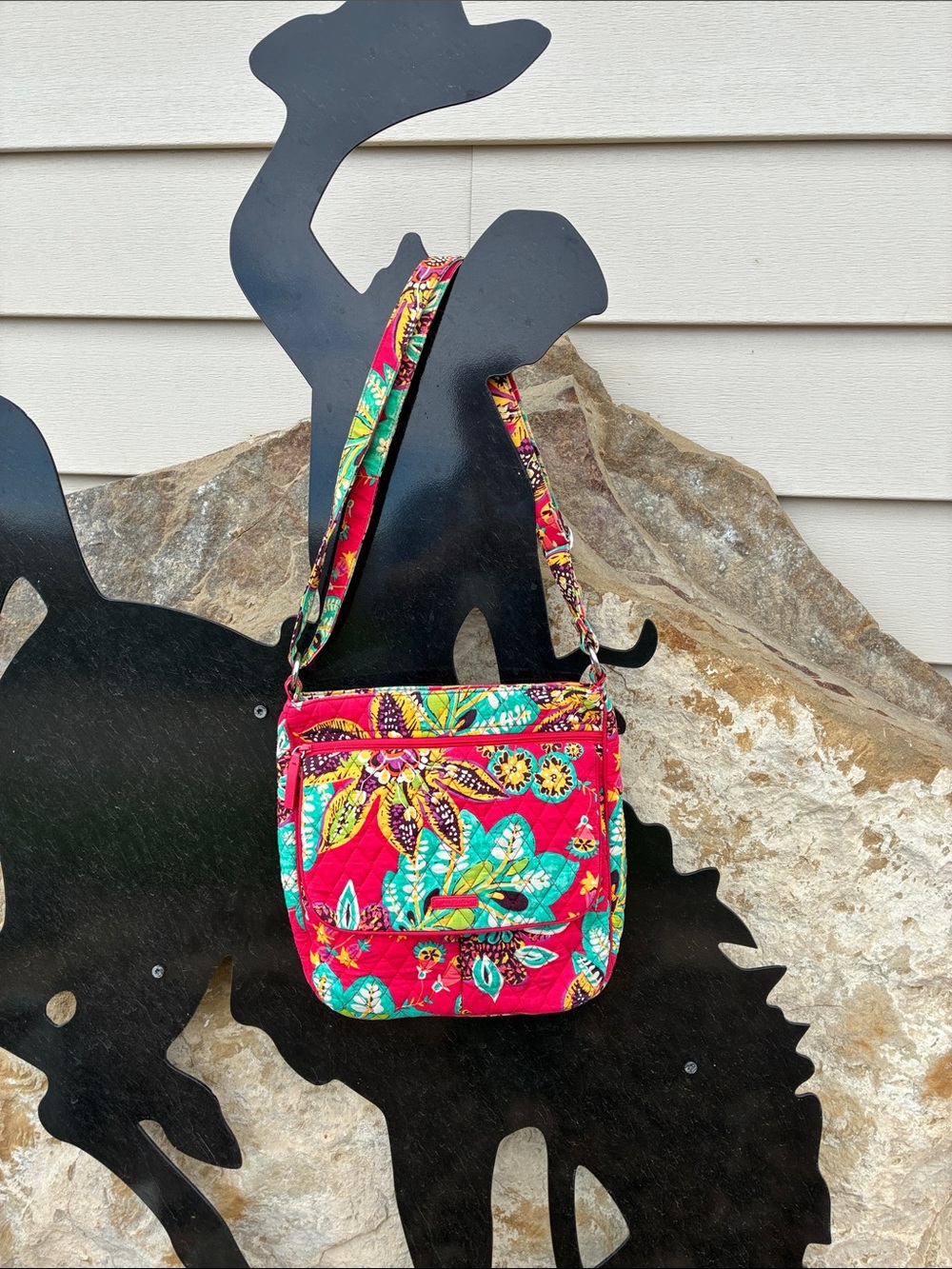 Vera Bradley Triple Zip Hipster Crossbody Bag in Retired Rumba Pattern